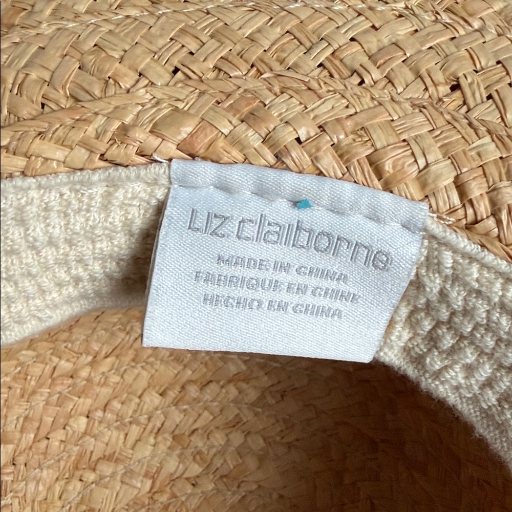 Vintage Liz Claiborne Straw Bowler Rolled Brim Hat Tan With Metal LC Brand Tag - Picture 11 of 17
